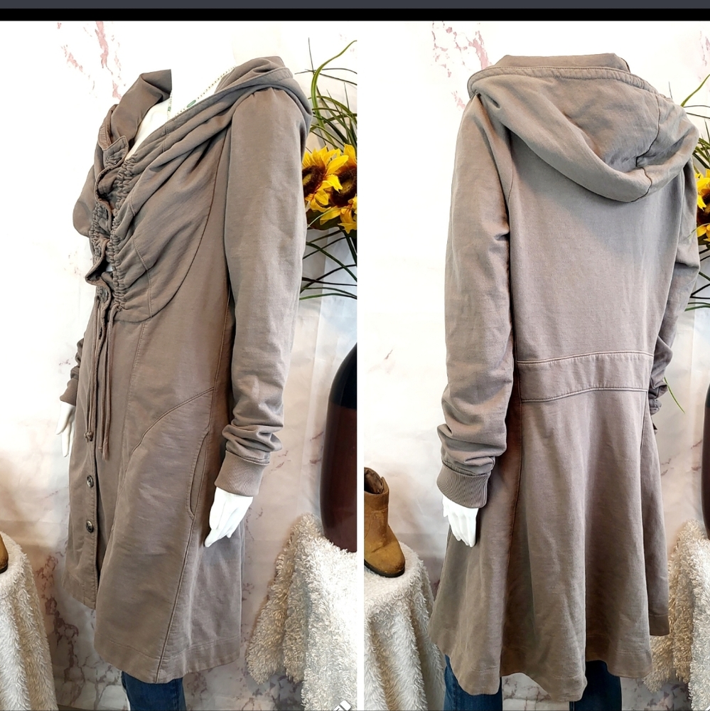 Prairie Underground Taupe Hooded Drawstring Coat